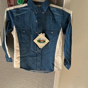 Kids Denim Shirt - Blue and White